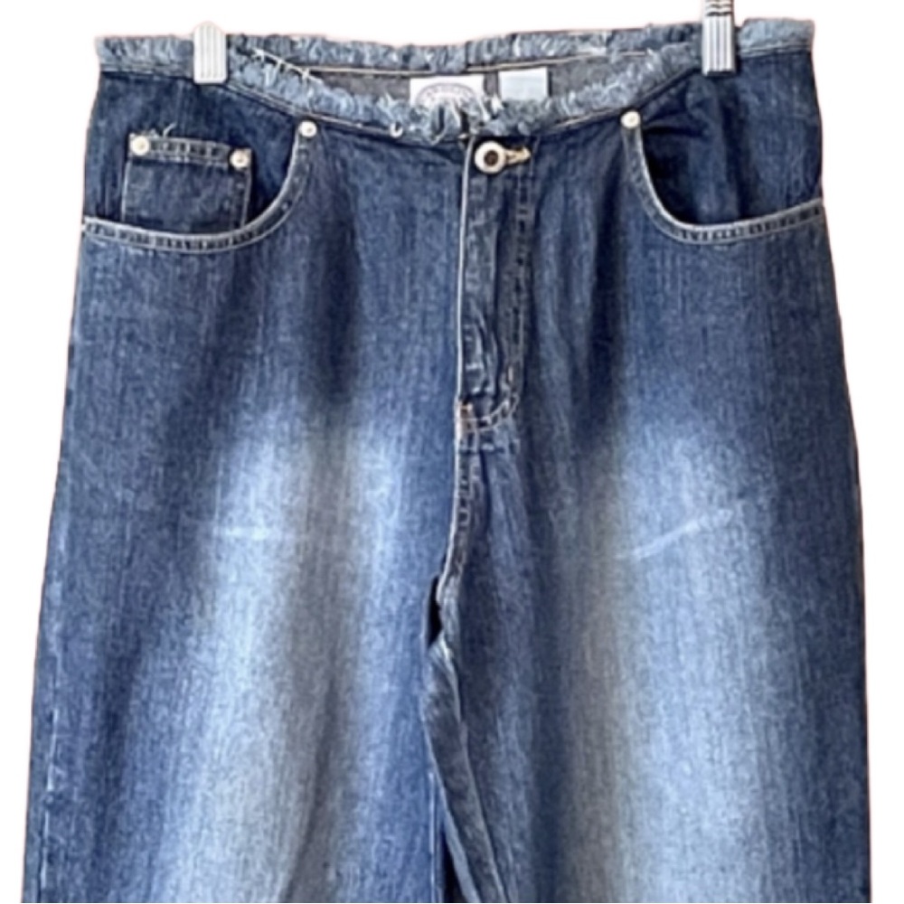 Carolina Blues Vintage Y2K Fringed Studded Wide Leg Blue Jeans Sz 10 - Picture 3 of 9